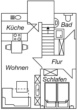Grundriss - RESERVIERT! Travemünde – gemütliche und möblierte 2-Zimmer-Wohnung / 600 m bis zur Trave